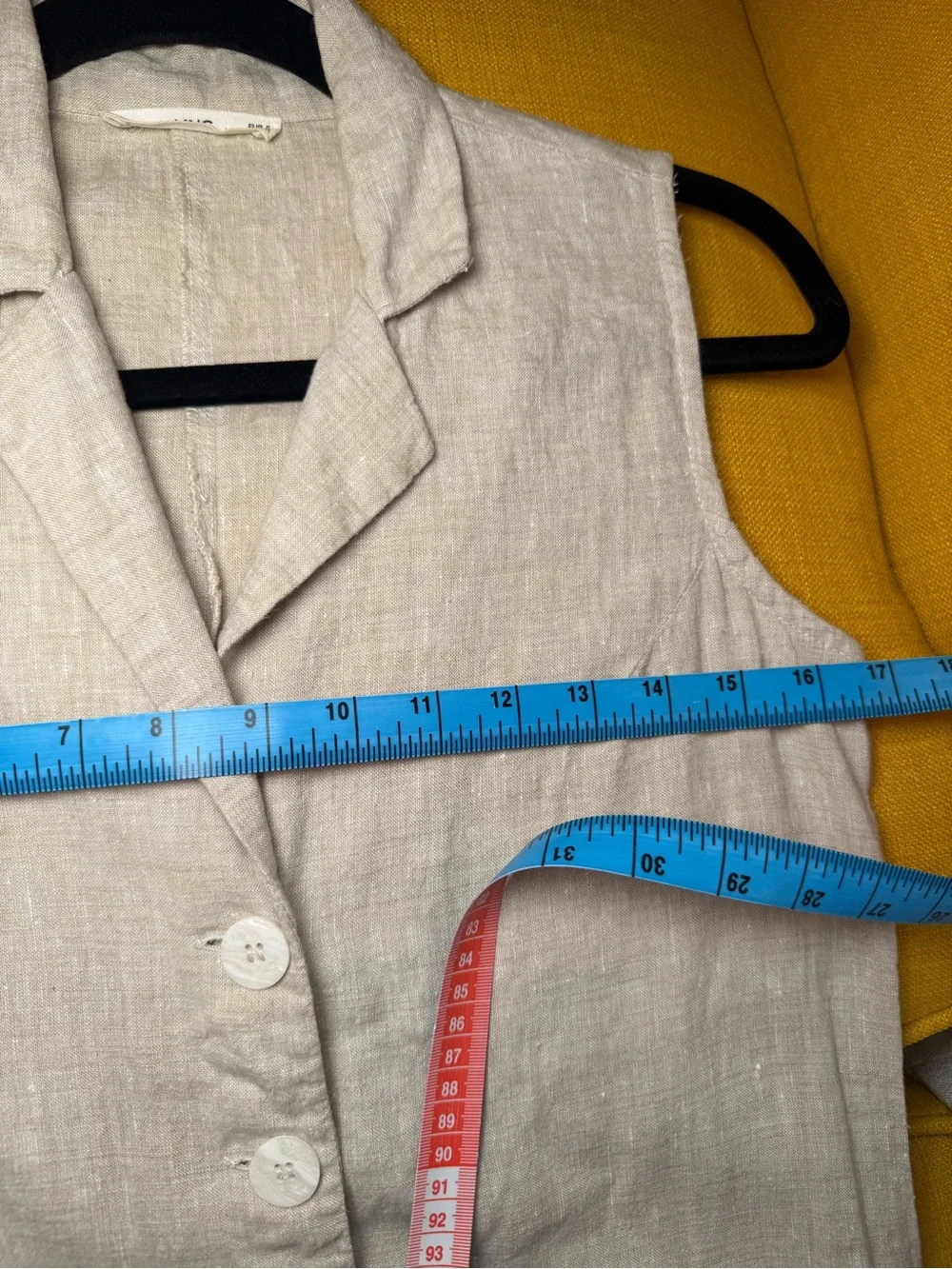 Mango Linen Sleeveless Belted Linen Jumpsuit in Beige